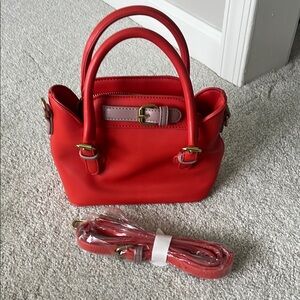 Anthropologie Red Satchel with Dual Handles